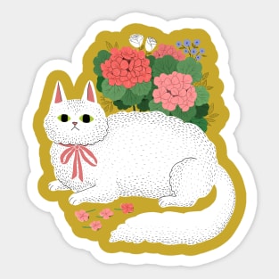 Fancy White Cat Sticker